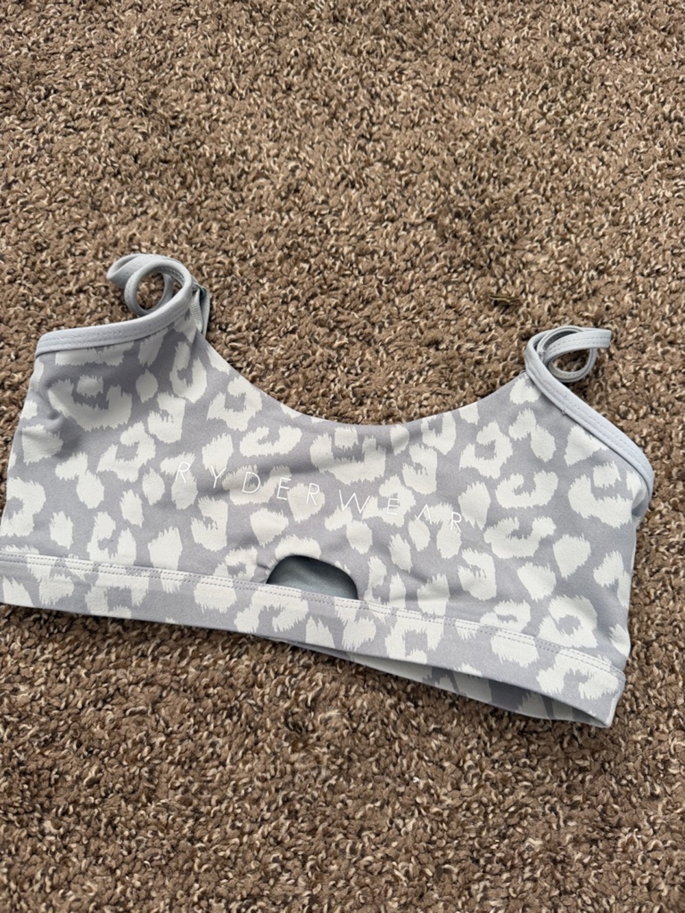 Ryderwear Light Gray Leopard Cutout Sports Bra